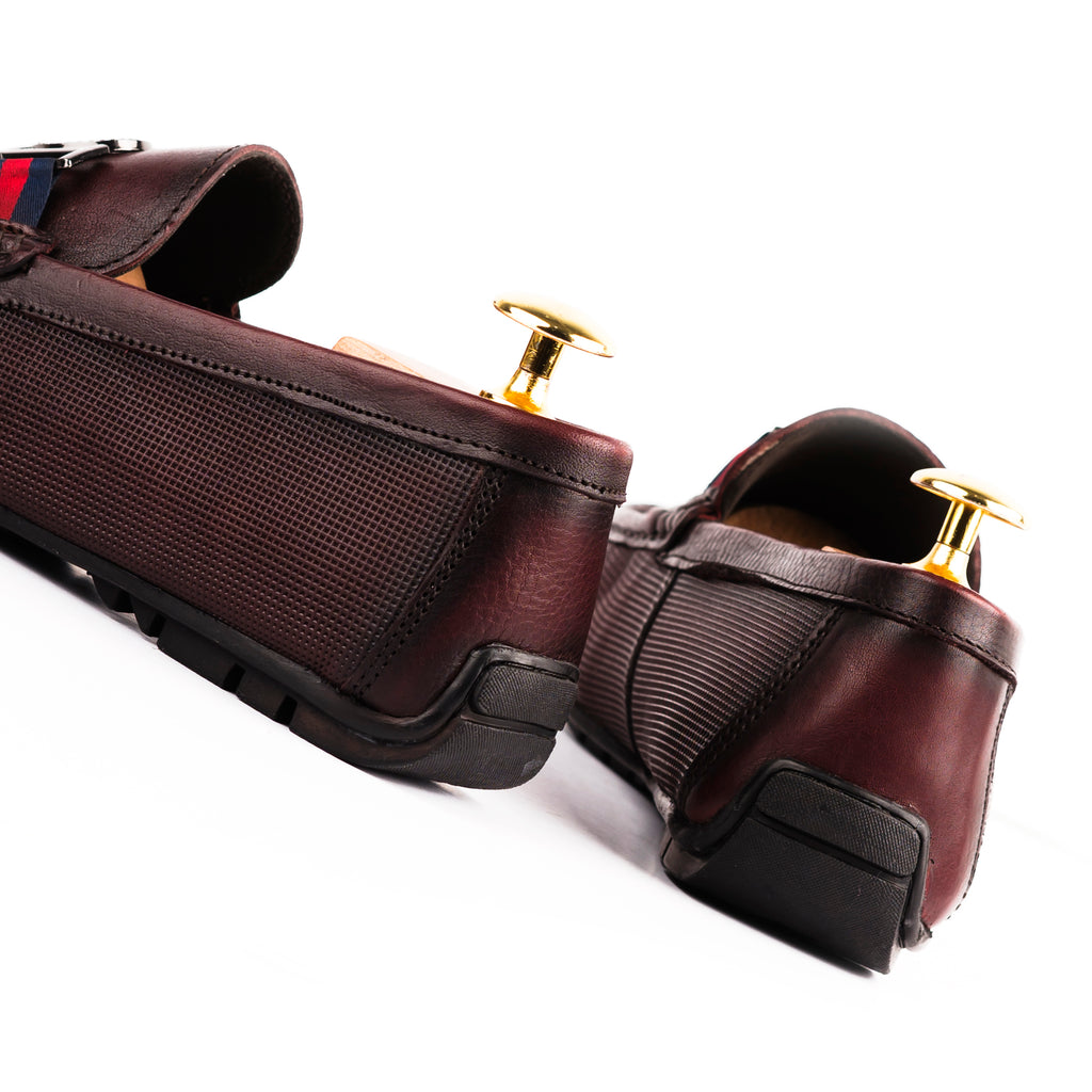 Two Tone FHS Buckled Moccasins - Maroon