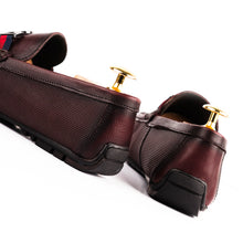 Load image into Gallery viewer, Two Tone FHS Buckled Moccasins - Maroon