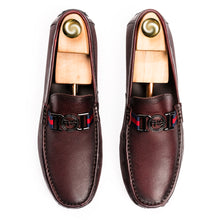 Load image into Gallery viewer, Two Tone FHS Buckled Moccasins - Maroon