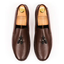Load image into Gallery viewer, Milled Leather Tassle Moccasins - Brown