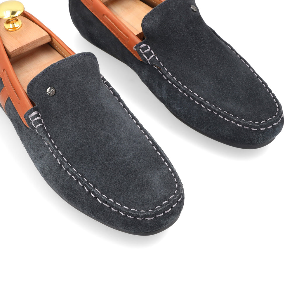 Elite Suede Moccasins - Navy