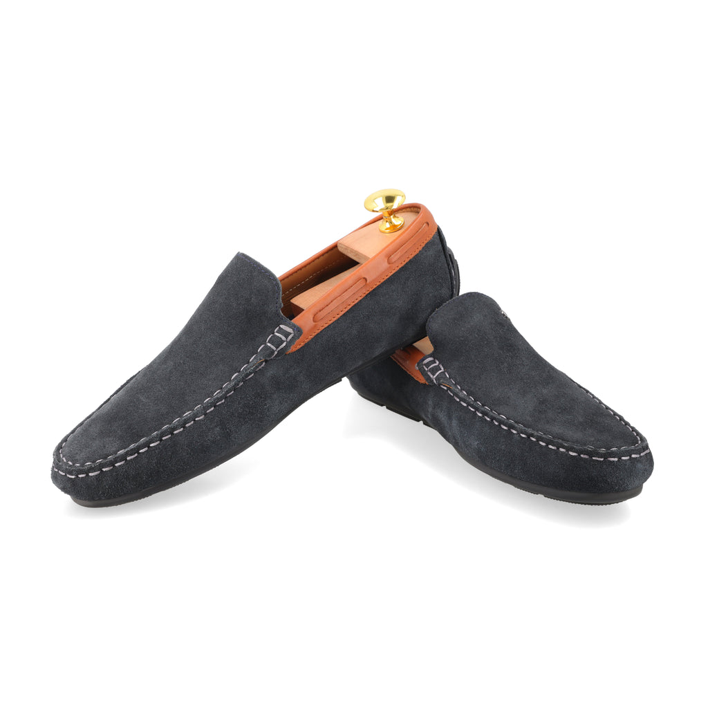 Elite Suede Moccasins - Navy