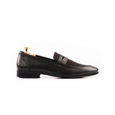 Crystal Studded Loafers-Black
