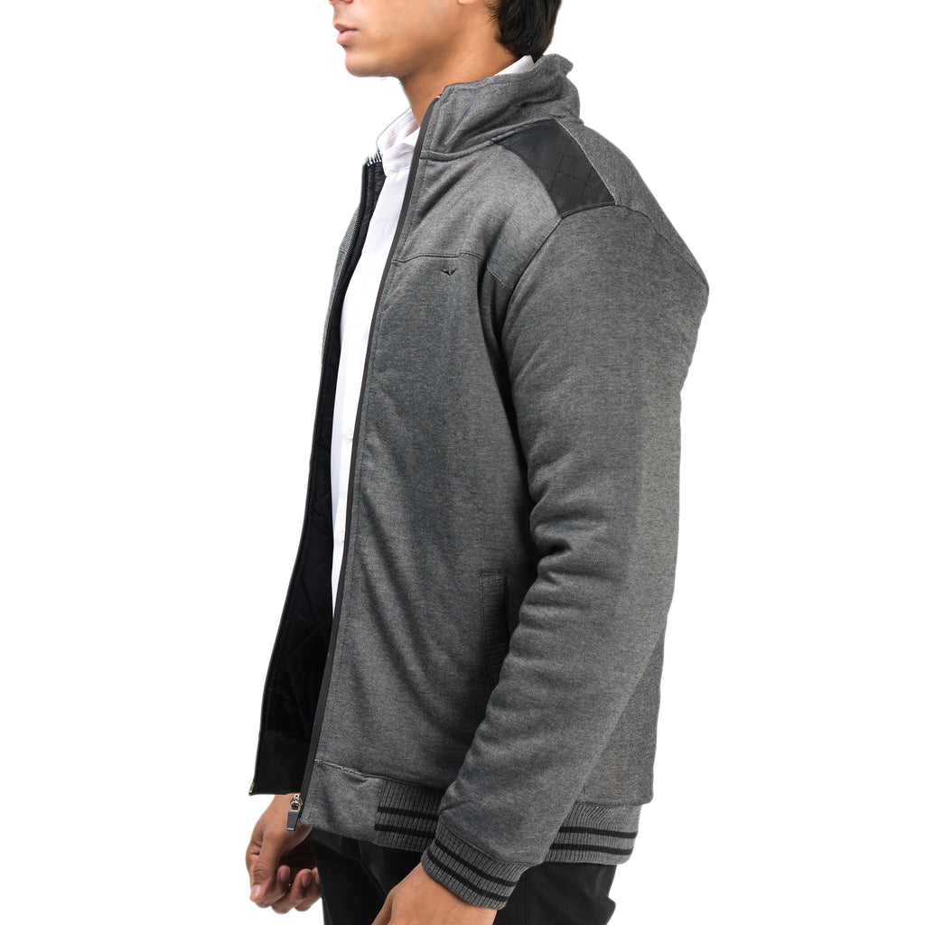 Contrast Ribbed Jacket-Grey