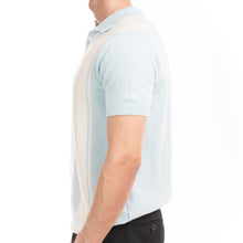 Load image into Gallery viewer, Knitted Striped Polo - Sky/White