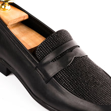 Load image into Gallery viewer, Crystal Studded Loafers-Black