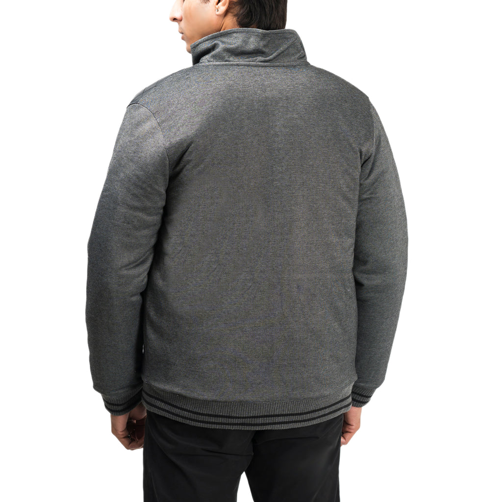 Contrast Ribbed Jacket-Grey