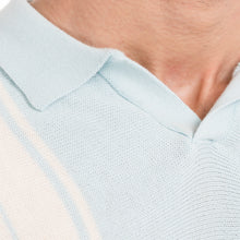 Load image into Gallery viewer, Knitted Striped Polo - Sky/White