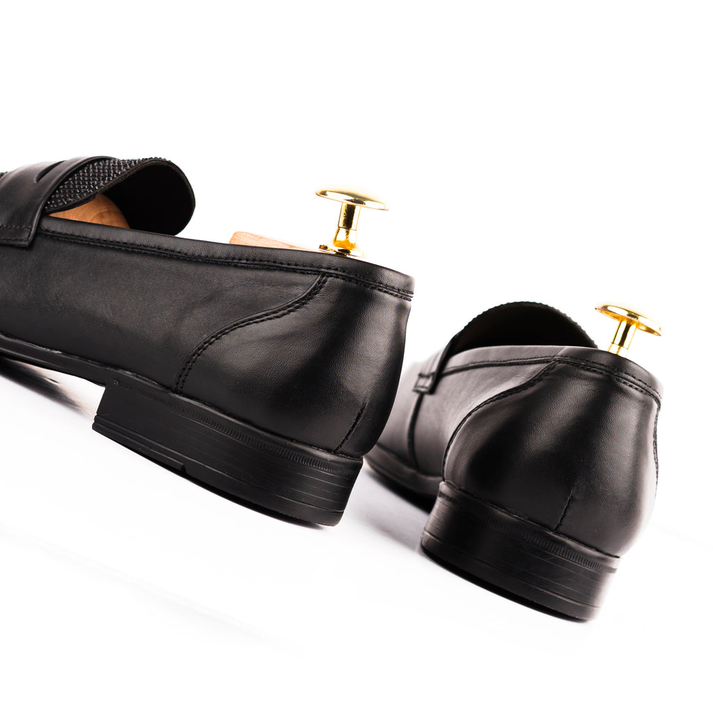 Crystal Studded Loafers-Black