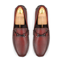 Load image into Gallery viewer, Dot Embossed Buckled  Moccasins - Maroon