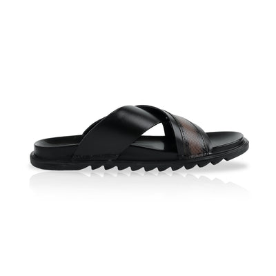 Classic Comfort Leather Slippers - Black