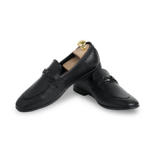 Load image into Gallery viewer, Noir Metallic Buckled Loafers - Black