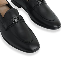 Load image into Gallery viewer, Noir Metallic Buckled Loafers - Black