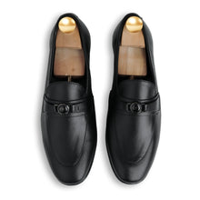 Load image into Gallery viewer, Noir Metallic Buckled Loafers - Black