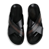 Classic Comfort Leather Slippers - Black