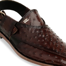 Load image into Gallery viewer, Ostrich Embossed Peshawari Sandals - Brown