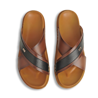 Classic Comfort Leather Slippers - Brown