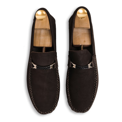 Twisted Rope Nubuck Moccasins - Brown