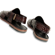 Load image into Gallery viewer, Ostrich Embossed Peshawari Sandals - Brown