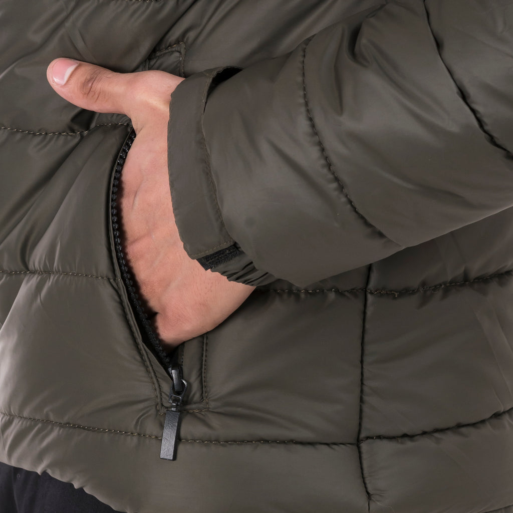 Men's Essential Puffer Jacket-Olive