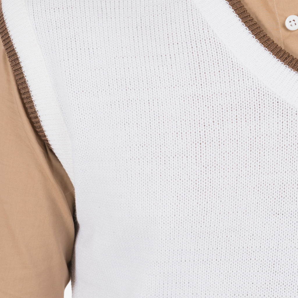 V-Neck Sleeveless Sweater-White