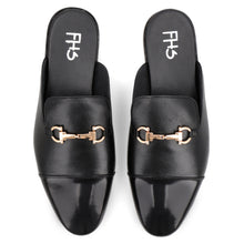 Load image into Gallery viewer, Brass Buckled Mules - Black