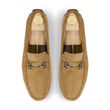 Horse Bit Buckled  Suede Moccasins - Beige