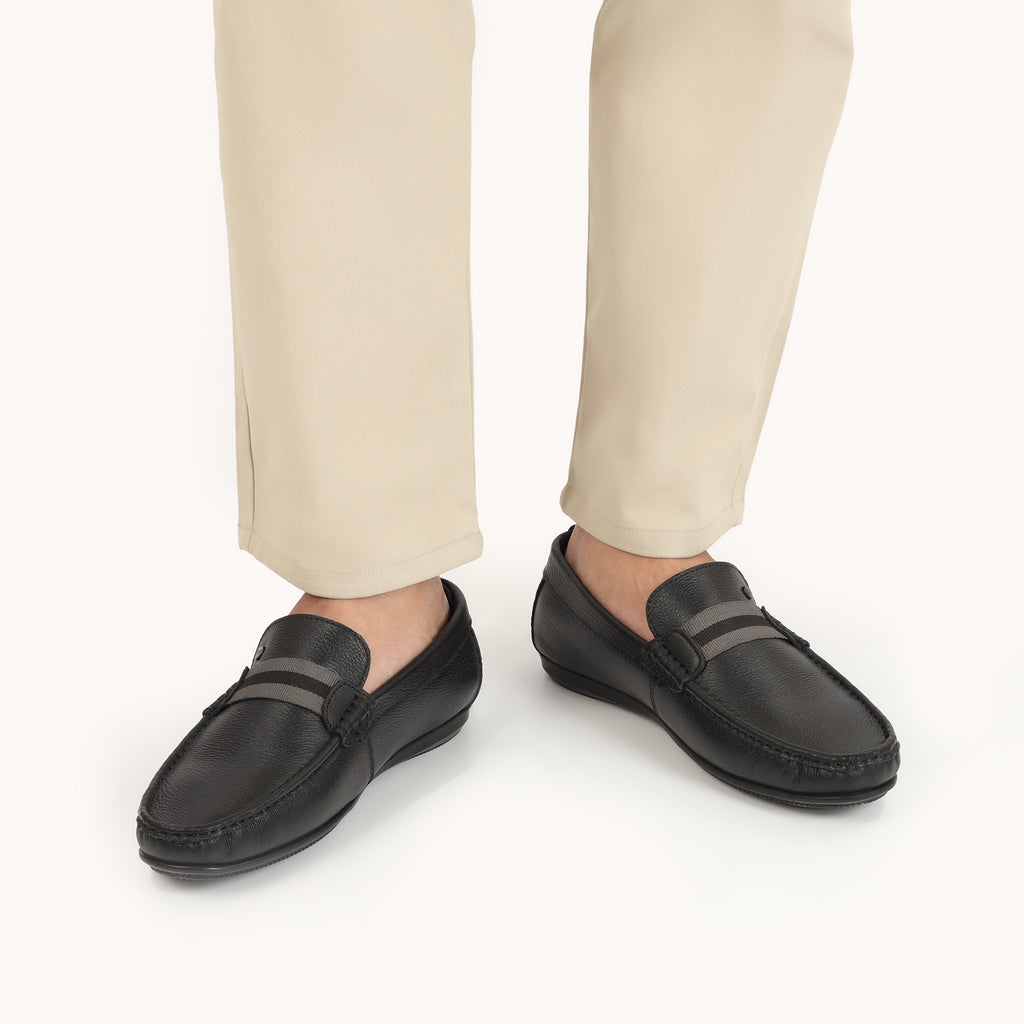 Strapped Black Moccasins