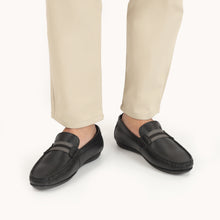 Load image into Gallery viewer, Strapped Black Moccasins