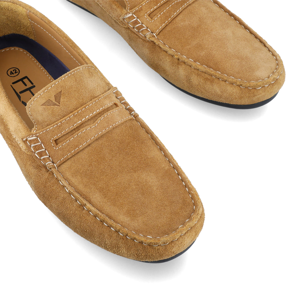 Suede Penny Moccasin - Beige