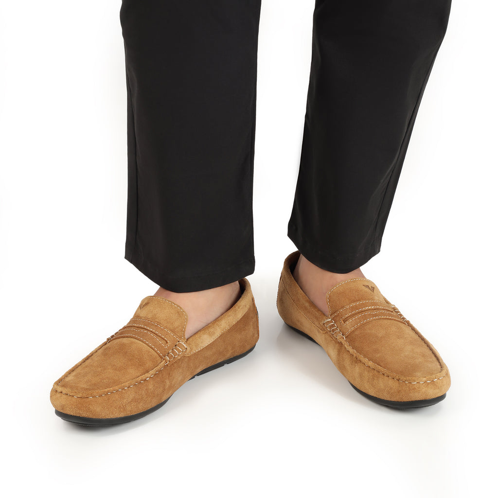 Suede Penny Moccasin - Beige