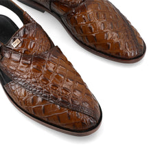 Load image into Gallery viewer, Two-Tone Croc-Embossed Peshawari Sandals-Brown