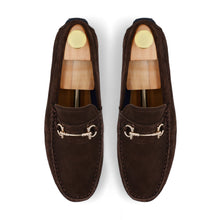 Load image into Gallery viewer, Horse Bit Buckled  Suede Moccasins - Brown