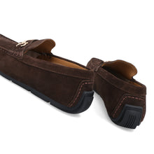 Load image into Gallery viewer, Horse Bit Buckled  Suede Moccasins - Brown