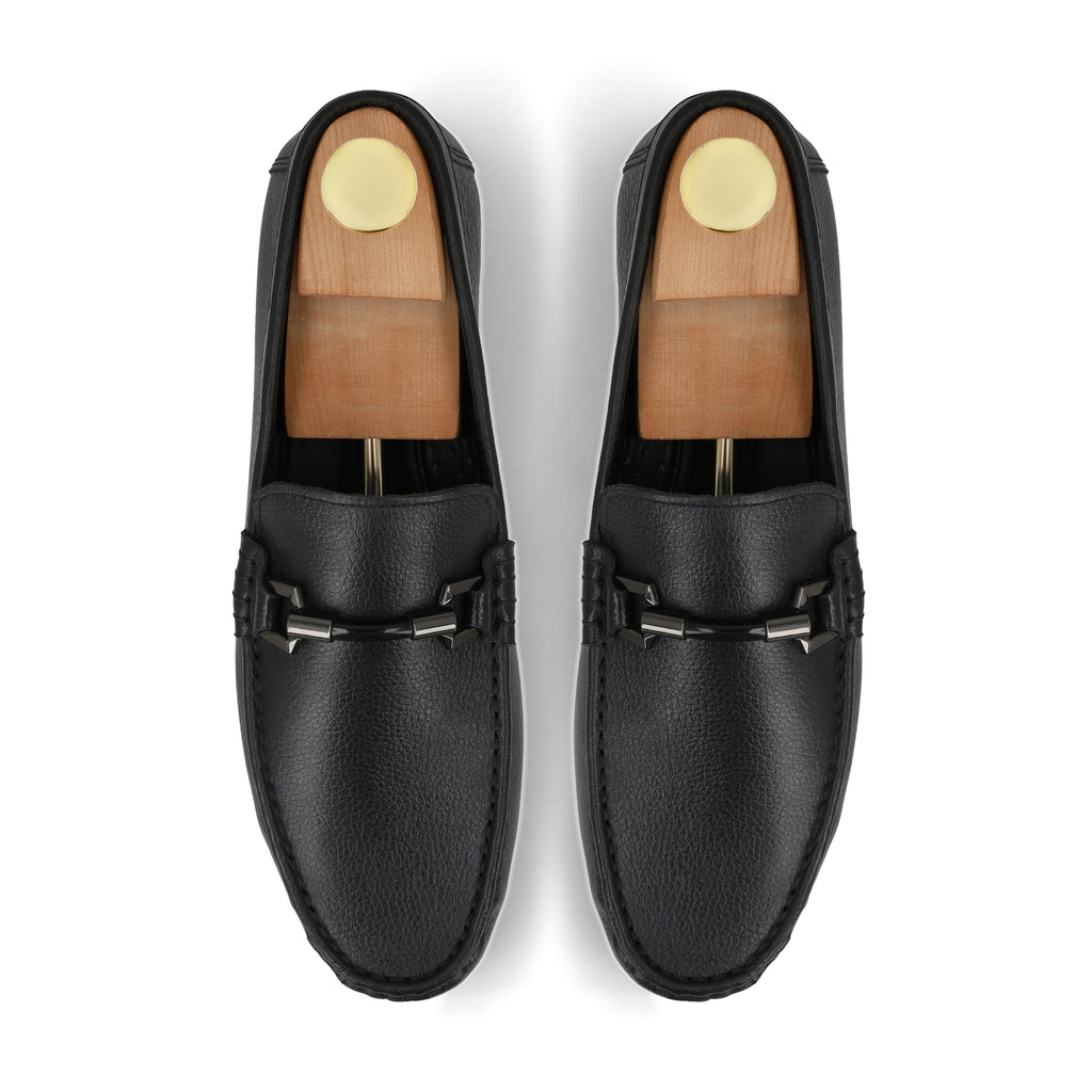 Strapped Black Moccasins