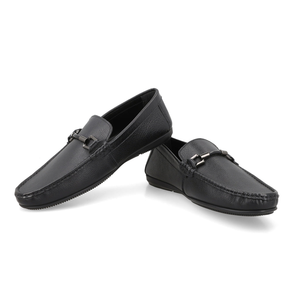 Strapped Black Moccasins