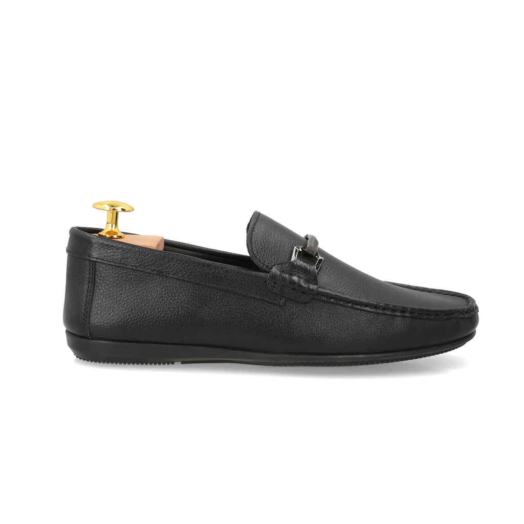 Strapped Black Moccasins