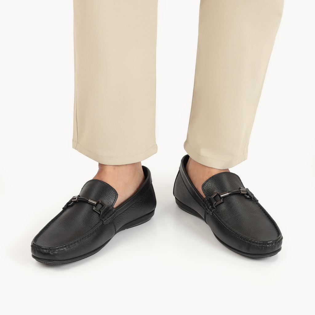 Strapped Black Moccasins