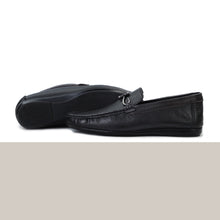 Load image into Gallery viewer, Sleek Contrast Leather Moccasins - Black