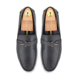 Sleek Contrast Leather Moccasins - Black