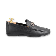 Load image into Gallery viewer, Sleek Golden Buckled Moccasins - Black