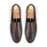 Snakeskin Embossed Moccasins - Brown