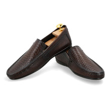 Load image into Gallery viewer, Snakeskin Embossed Moccasins - Brown