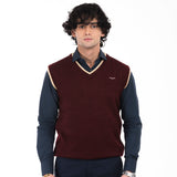 V-Neck Sleeveless Sweater-Maroon