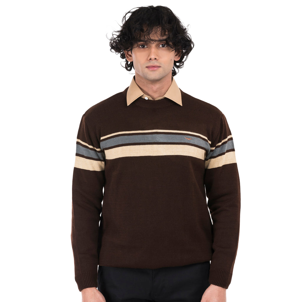Full Sleeves Sweater-Brown