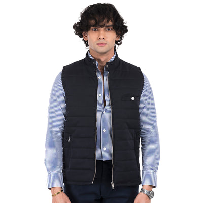 Sleek Gilet Sleeveless Jacket - Dark Navy