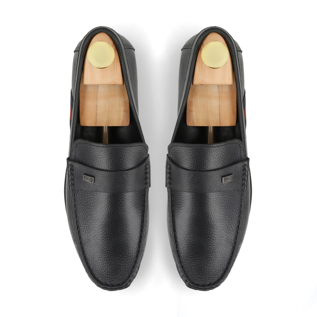 Classic Band-Strapped Moccasins-Black