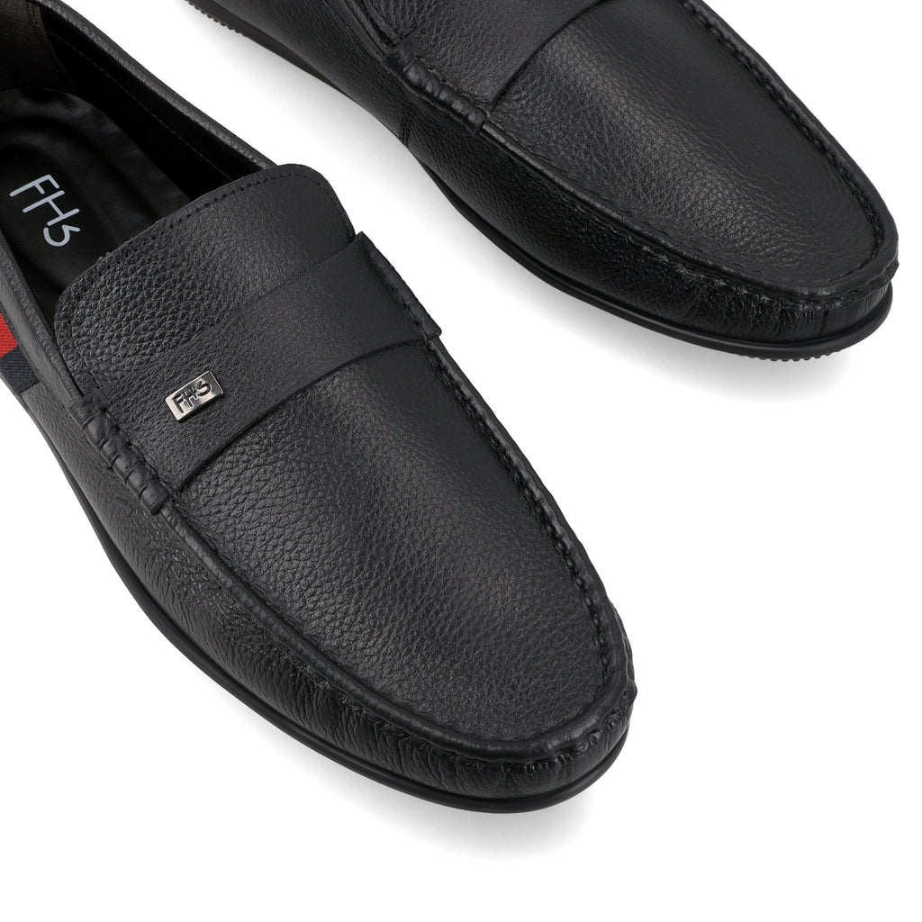 Classic Band-Strapped Moccasins-Black