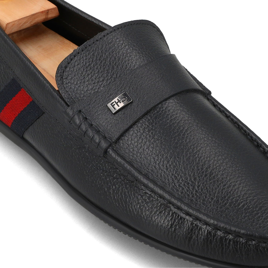 Classic Band-Strapped Moccasins-Black