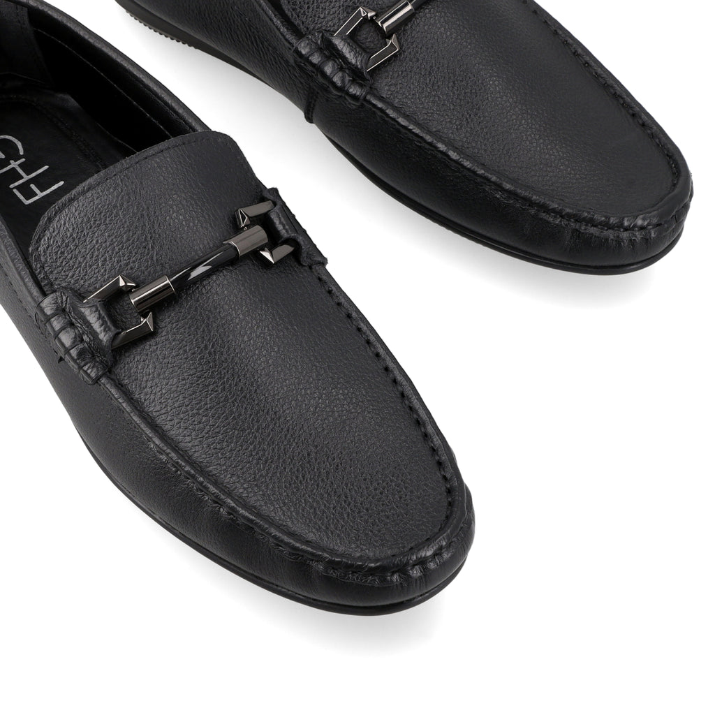 Strapped Black Moccasins